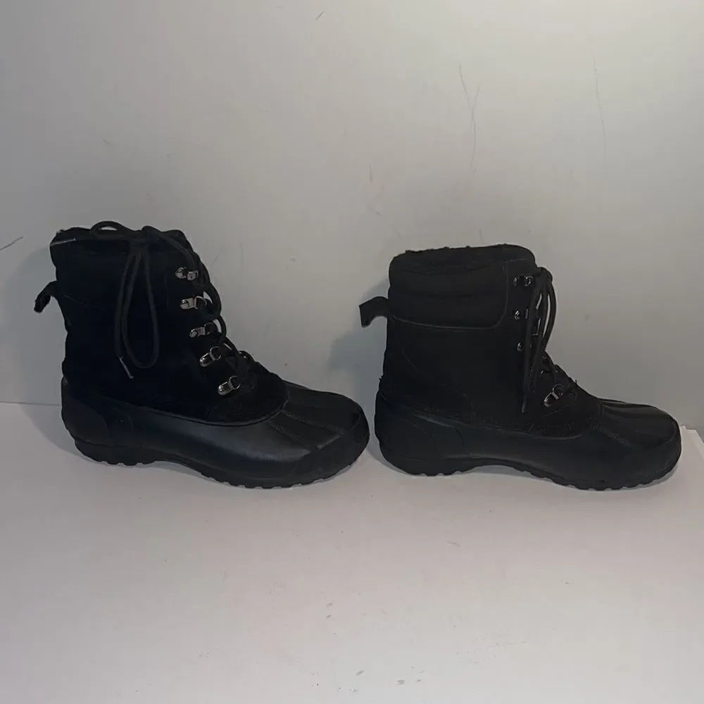 Lands End black suede leather upper and rubber duck boots